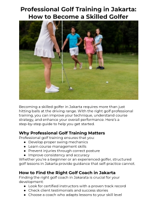 Professional Golf Training in Jakarta: How to Become a Skilled Golfer