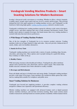 Vendogrub Vending Machine Products – Smart Snacking Solutions