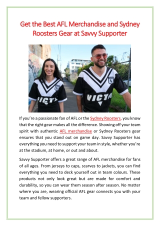 Get the Best AFL Merchandise and Sydney Roosters Gear at Savvy Supporter
