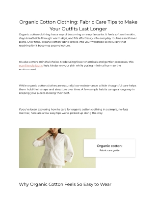 Organic Cotton Clothing: Fabric Care Tips to Make Your Outfits Last Longer