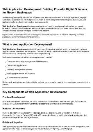 Web Application Development