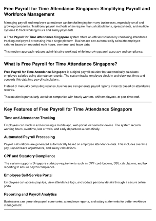 Free Payroll for Time Attendance Singapore