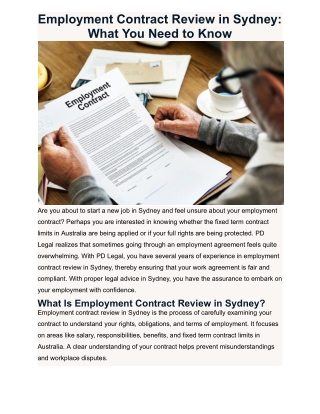 Employment Contract Review in Sydney: What You Need to Know