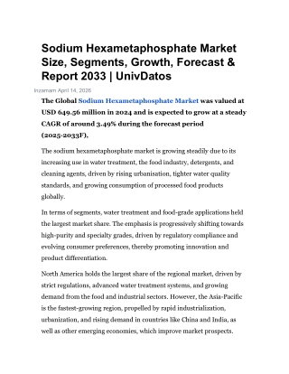 Sodium Hexametaphosphate Market Size, Segments, Growth, Forecast & Report 2033 |