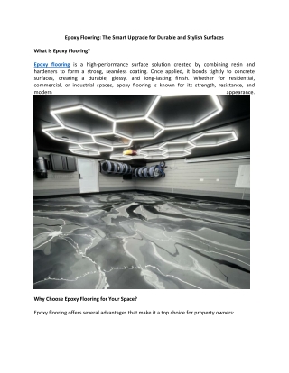 Epoxy Flooring The Smart Upgrade for Durable and Stylish Surfaces