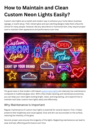 How to Maintain and Clean Custom Neon Lights Easily