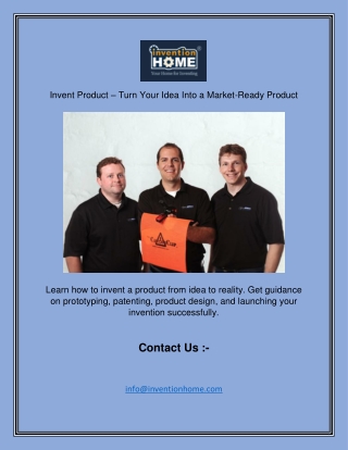 Invent Product – Turn Your Idea Into a Market-Ready Product