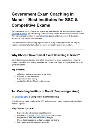 Government Exam Coaching in Mandi
