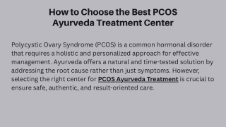 How to Choose the Best PCOS Ayurveda Treatment Center