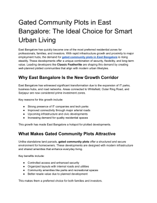 Gated Community Plots in East Bangalore_ The Ideal Choice for Smart Urban Living