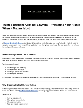 Trusted Brisbane Criminal Lawyers – Protecting Your Rights When It Matters Most