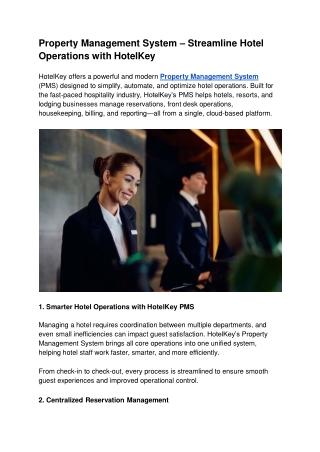Property Management System – Streamline Hotel Operations with HotelKey