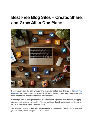 Best Free Blog Sites – Create, Share, and Grow All in One Place