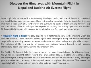 Discover the Himalayas with Mountain Flight in Nepal and Buddha Air Everest Flight