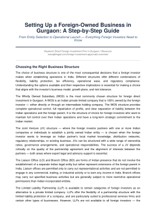 Setting Up a Foreign-Owned Business in Gurgaon