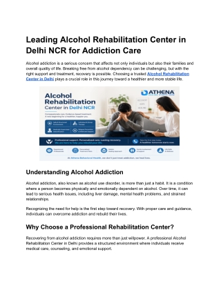 Alcohol Rehabilitation Center in Delhi NCR