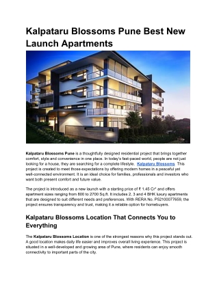 Kalpataru Blossoms Pune Best New Launch Apartments