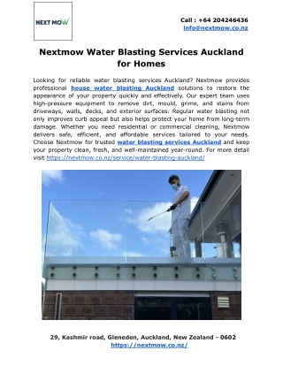 Nextmow Water Blasting Services Auckland for Homes