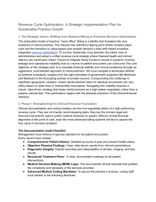 Revenue Cycle Optimization: A Strategic Implementation Plan for Sustainable Prac