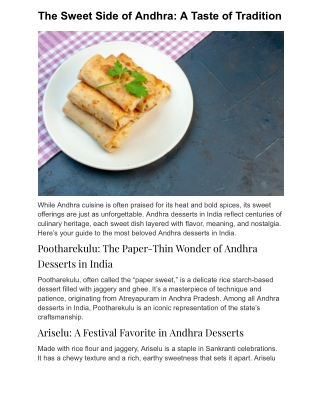 The Sweet Side of Andhra: A Taste of Tradition