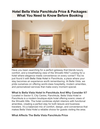 Hotel Bella Vista Panchkula Price & Packages