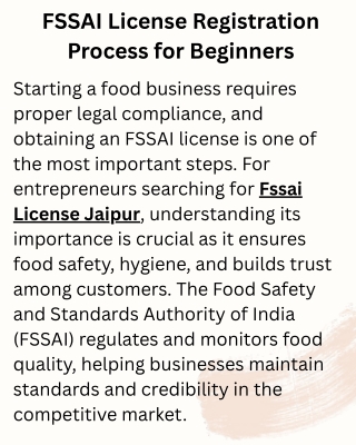 FSSAI License Registration Process for Beginners