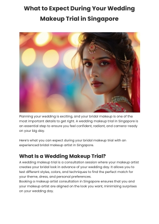 What to Expect During Your Wedding Makeup Trial in Singapore