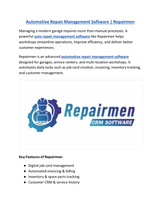 Automotive Repair Management Software _ Repairmen