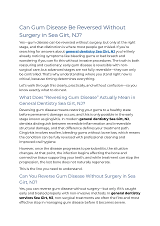 Can Gum Disease Be Reversed Without Surgery in Sea Girt