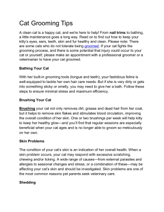 Cat Grooming Tips