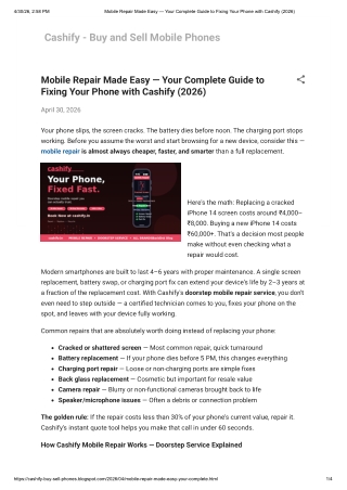 Mobile Repair Made Easy — Your Complete Guide to Fixing Your Phone with Cashify (2026)