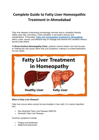 Complete Guide to Fatty Liver Homeopathic Treatment in Ahmedabad