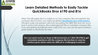 Effective Solutions for QuickBooks Error 6190 and 816