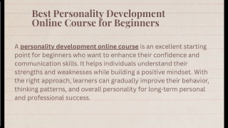 Best Personality Development Online Course for Beginners