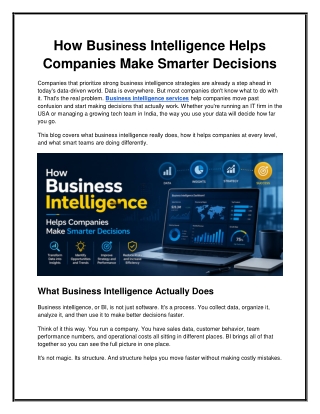 How Business Intelligence Helps Companies