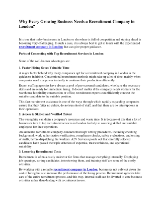 Why Every Growing Business Needs a Recruitment Company in London?