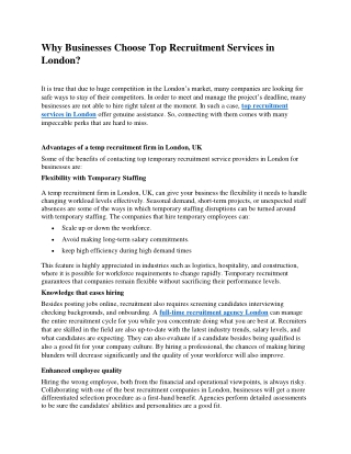 Why Businesses Choose Top Recruitment Services in London