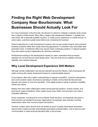 How to Choose the Right Web Development Company Near Bourbonnais