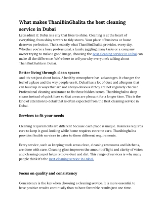 What makes ThaniBinGhalita the best cleaning service in Dubai