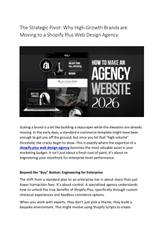 Why High-Growth Brands are Moving to a Shopify Plus Web Design Agency