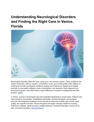 Understanding Neurological Disorders and Finding the Right Care in Venice, Florida