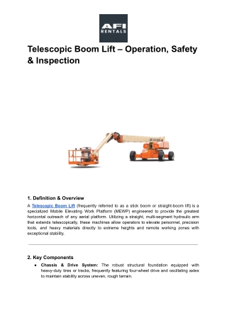 Telescopic Boom Lift – Operation, Safety & Inspection