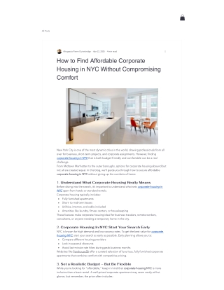 Corporate housing NYC