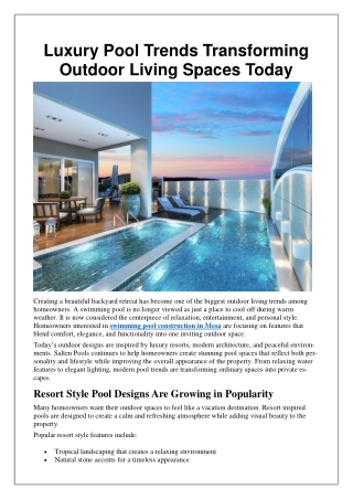 Luxury Pool Trends Transforming Outdoor Living Spaces Today