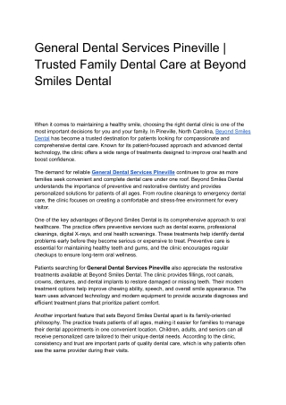 General Dental Services Pineville _ Trusted Family Dental Care at Beyond Smiles Dental