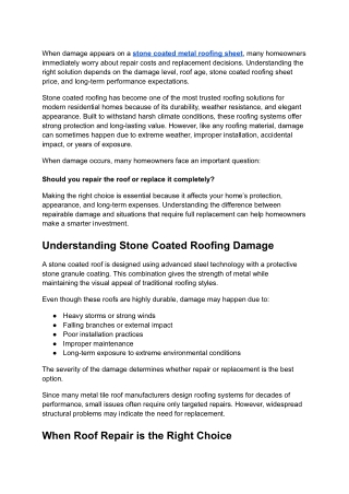 Repair vs Replace_ What to Do When Stone Coated Roofs Get Damaged