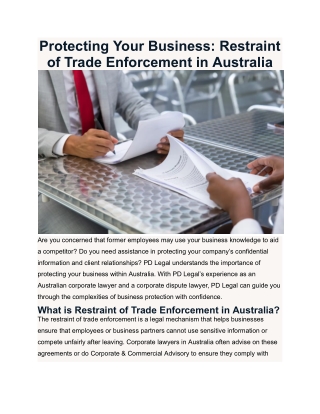 Protecting Your Business: Restraint of Trade Enforcement in Australia