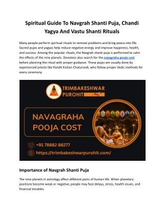 Spiritual Guide To Navgrah Shanti Puja, Chandi Yagya And Vastu Shanti Rituals