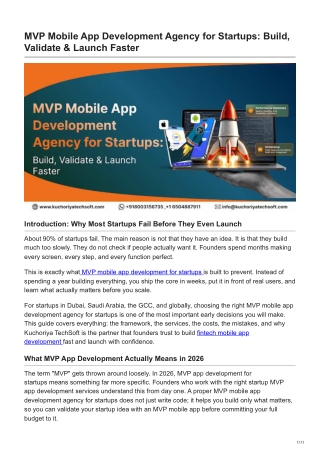 MVP Mobile App Development Agency for Startups Build Validate  Launch Faster