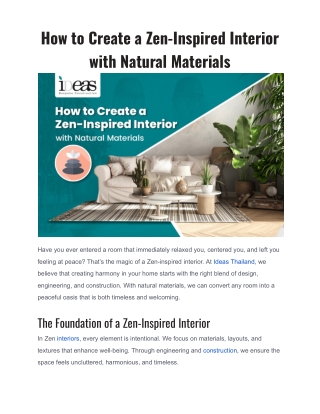 How to Create a Zen-Inspired Interior with Natural Materials